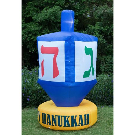 Gardenised Giant Hanukkah Inflatable Dreidel - Yard Decor with Built-in Bulbs, Tie-Down Points QI003946